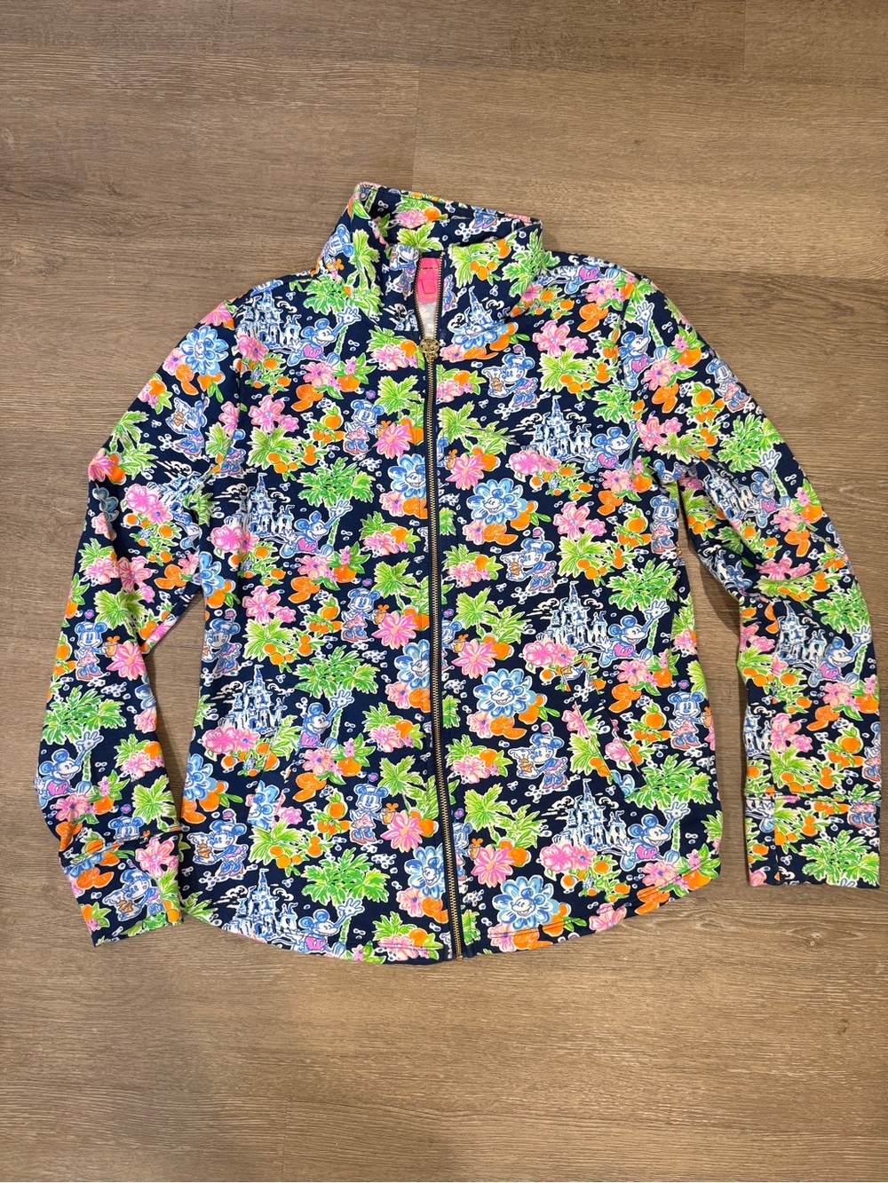 Lilly Pulitzer x Disney Navy Jacket with Pink, Green, Orange & Blue Floral Print
